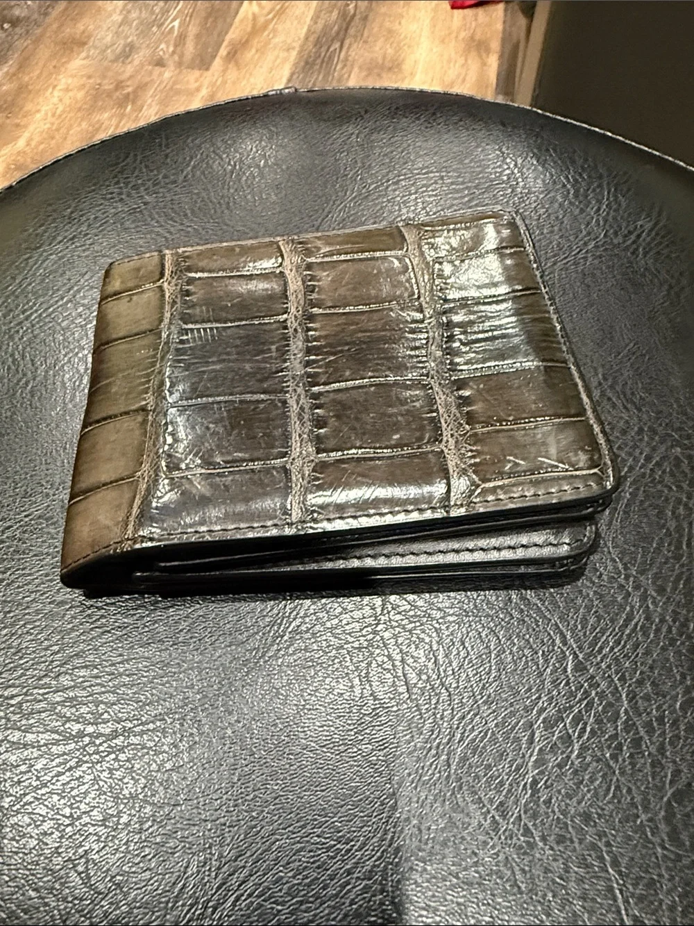 London Fog Croc-Embossed Money Clip Wallet - Dark Brown